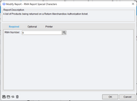 RMA Report Special Characters